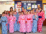 Club Taishikan school visit - wearing yukata