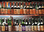 sake bottles lined up