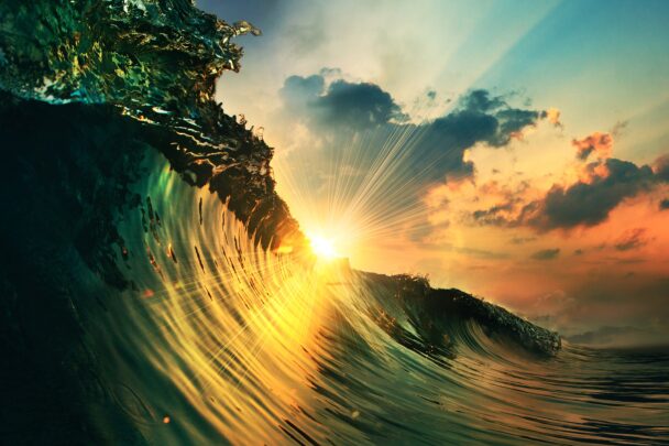 Img:Ocean waves at sunset