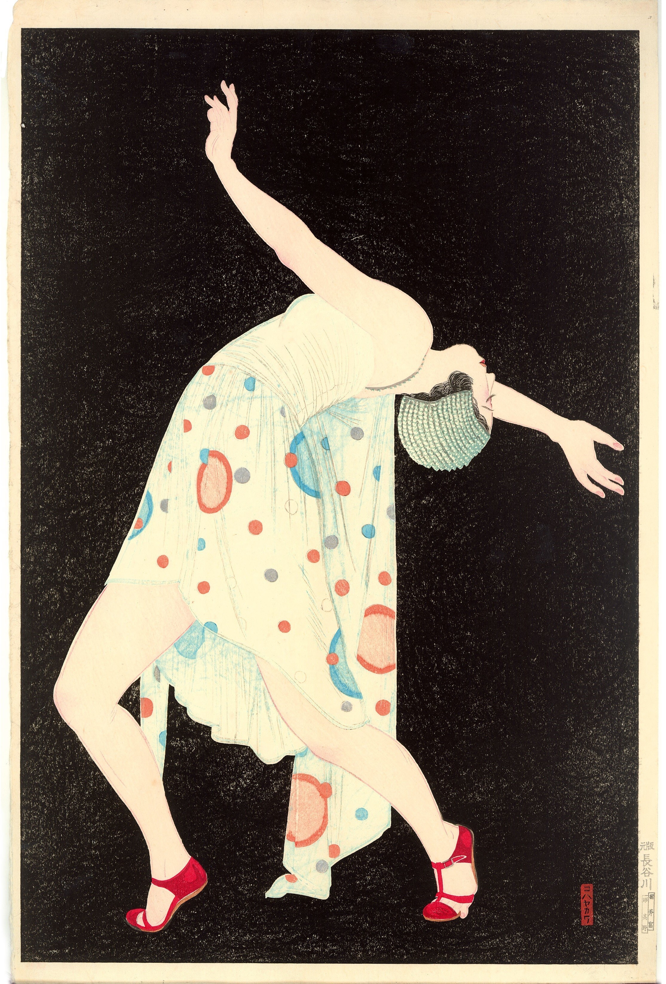 Img:Woman in cap bending backwards in dance