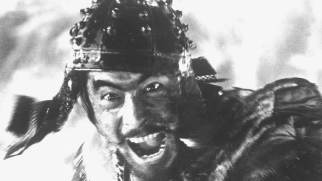 Toshiro Mifune as a laughing samurai in Seven Samurai