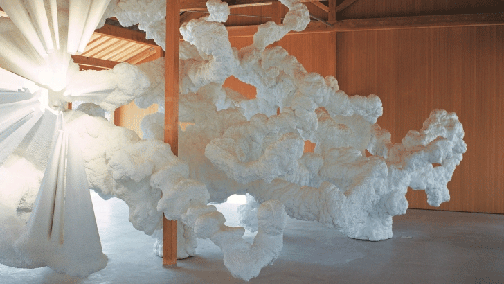 IMG:white form object in the wooden space