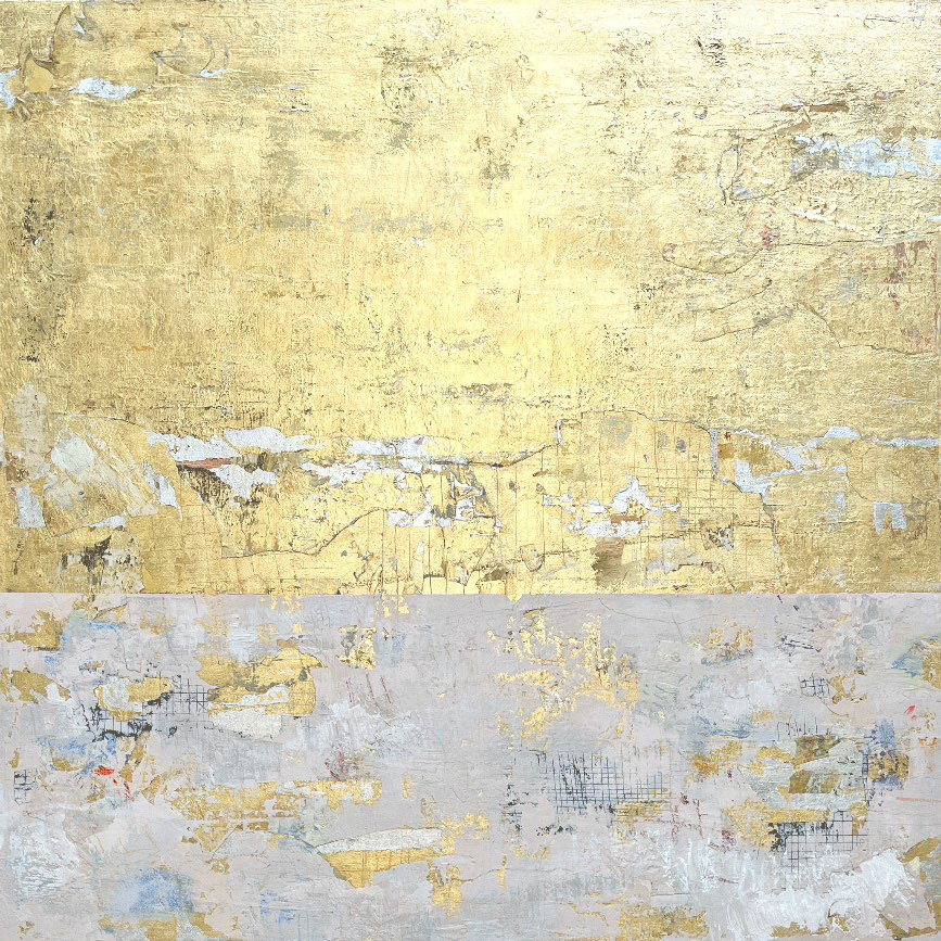 IMG:Gold & Silver leaf and acrylic on canvas