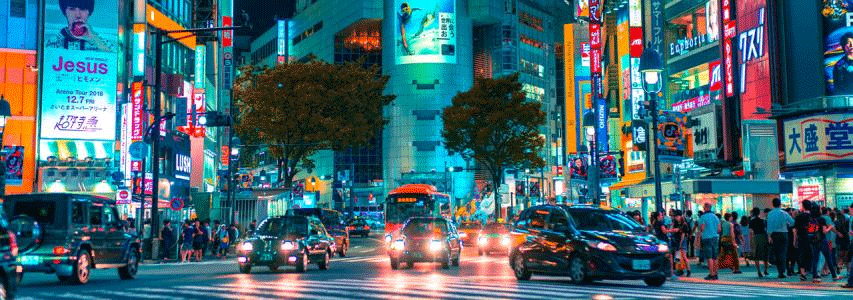 Img:picture of Shibuya Crossing at night