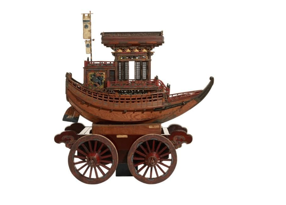 Img:Model of Festival Boat on Wheeled Carriage