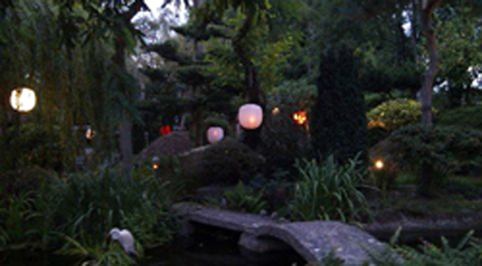 Pure Land Japanese Garden - lantern-lit evening garden