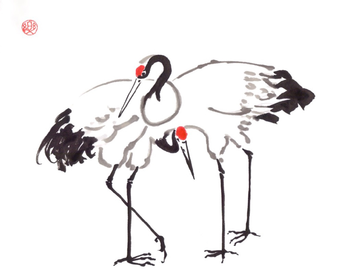 Japanese Ink Painting Course – Roosters, Herons, Cranes, Peacocks