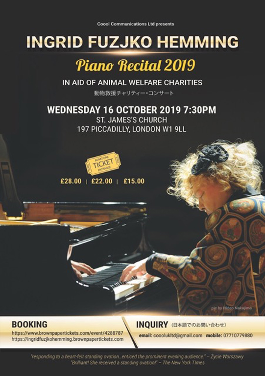 Ingrid Fuzjko Hemming London Piano Recital 2019