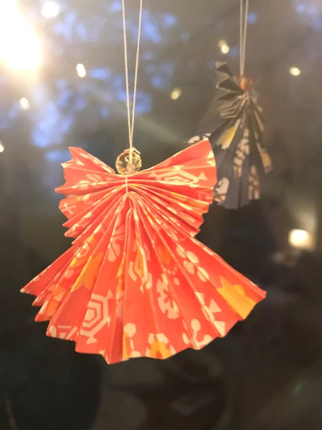 Japanese “Origami Workshop Part 3: Christmas Tree Ornaments (Angel & Corn) and Santa gift card with Alice Stern t