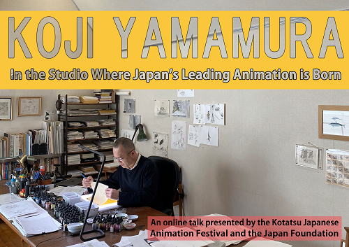 Img:A man at a desk working with animation cells
