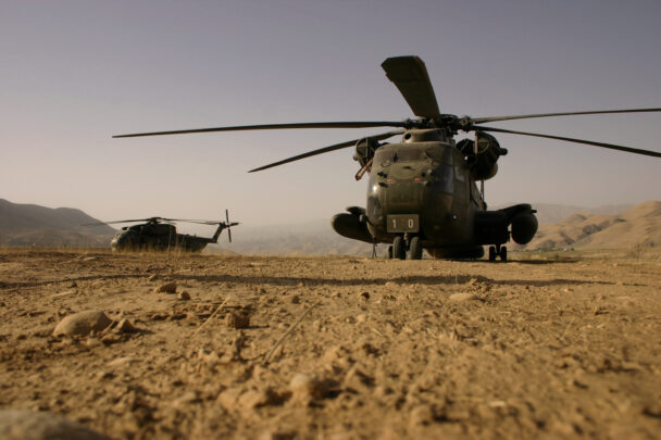 Img: Military helicopter in Afghanistan