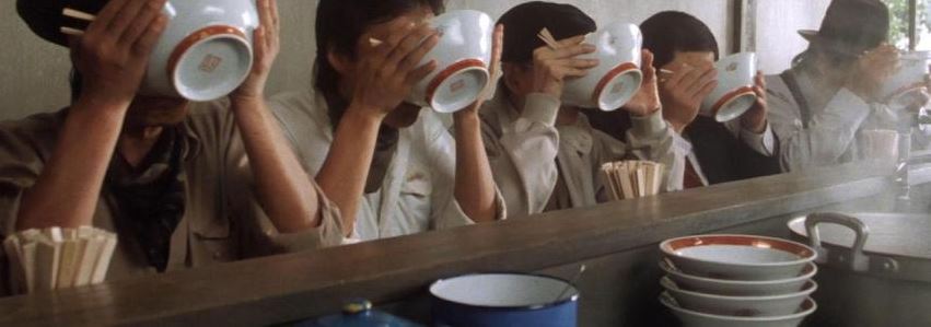 Img: Several people drinking from ramen bowls