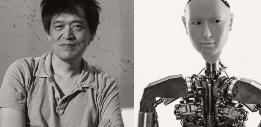 Img:Left, Japanese man. Right, android with a human face