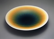 Bowl, 'Genesis' (Sosei), porcelain with vivid coloured glazes (yosai) by Tokuda Yasokichi III, 1991