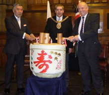 Ambassador Nogami, Councillor Evans and Mr Heginbotham